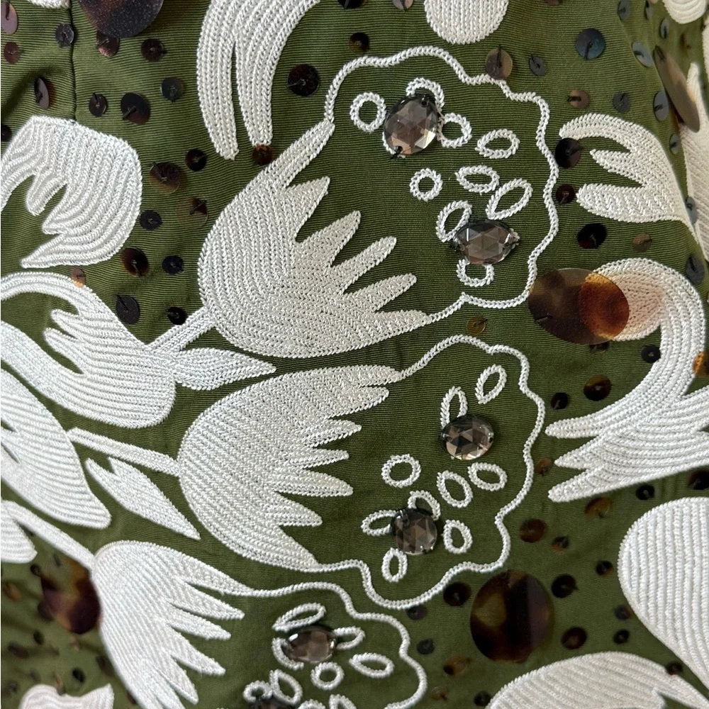 Carlisle Floral Pencil Skirt Size 4 Olive Ivory Statement Designer Workwear